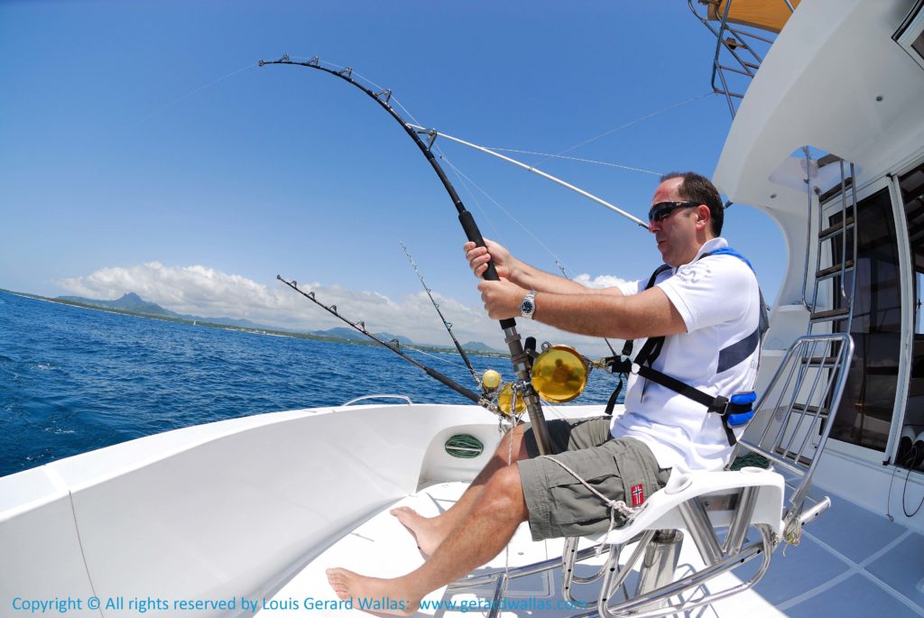 An angler at sea in Mauritius